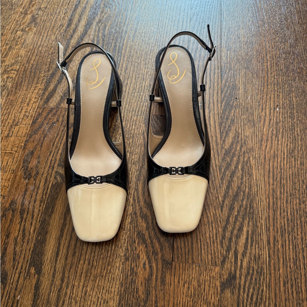 Elegant Black and Cream Women's Slingback Shoes